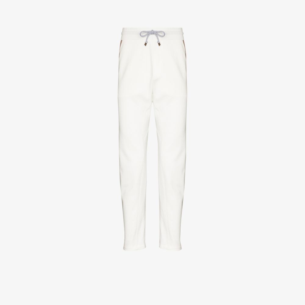 Brunello Cucinelli Drawstring-waist Cotton-blend Track Pants In White