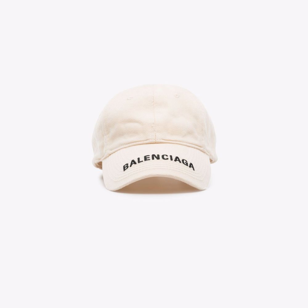 Balenciaga Logo Hat In Neutrals