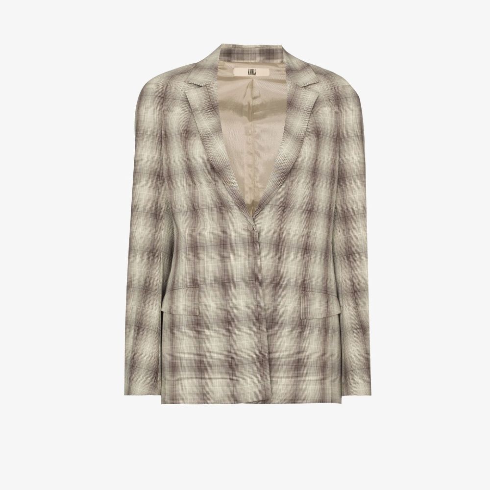 Knwls Exos Checked Single-breasted Blazer In Neutrals