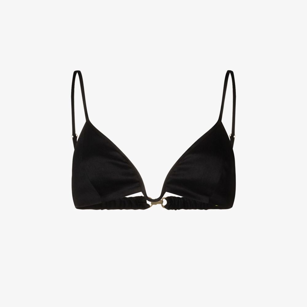 Gauge81 Parras Triangle Stretch-linen Bralette In Black