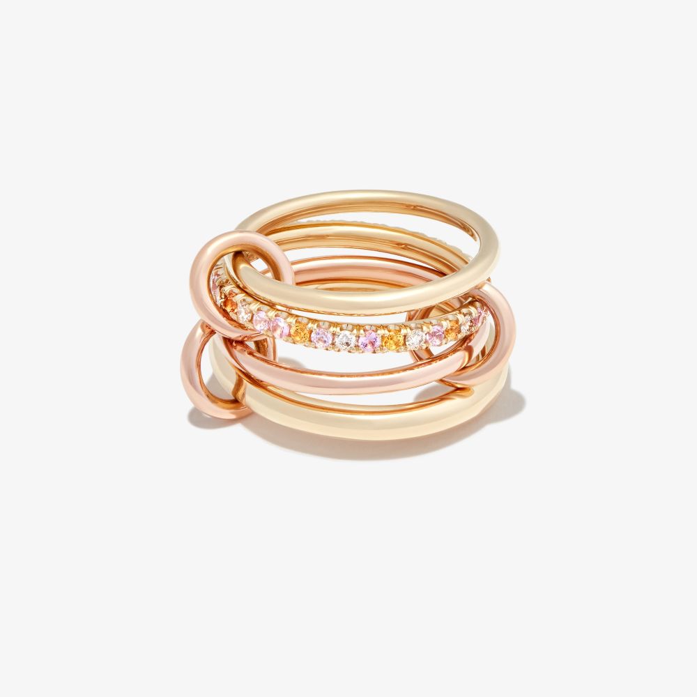 Spinelli Kilcollin Nimbus 18kt Gold And Rose Gold Linked Rings With Sapphires And Diamonds In Pink