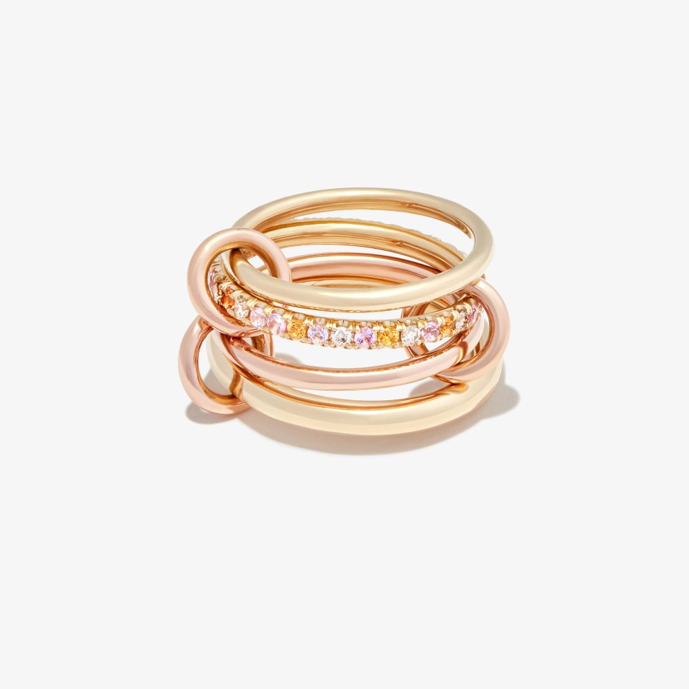 Shop Spinelli Kilcollin 18k Yellow Gold Nimbus Dusk Sapphire And Diamond Ring In Pink