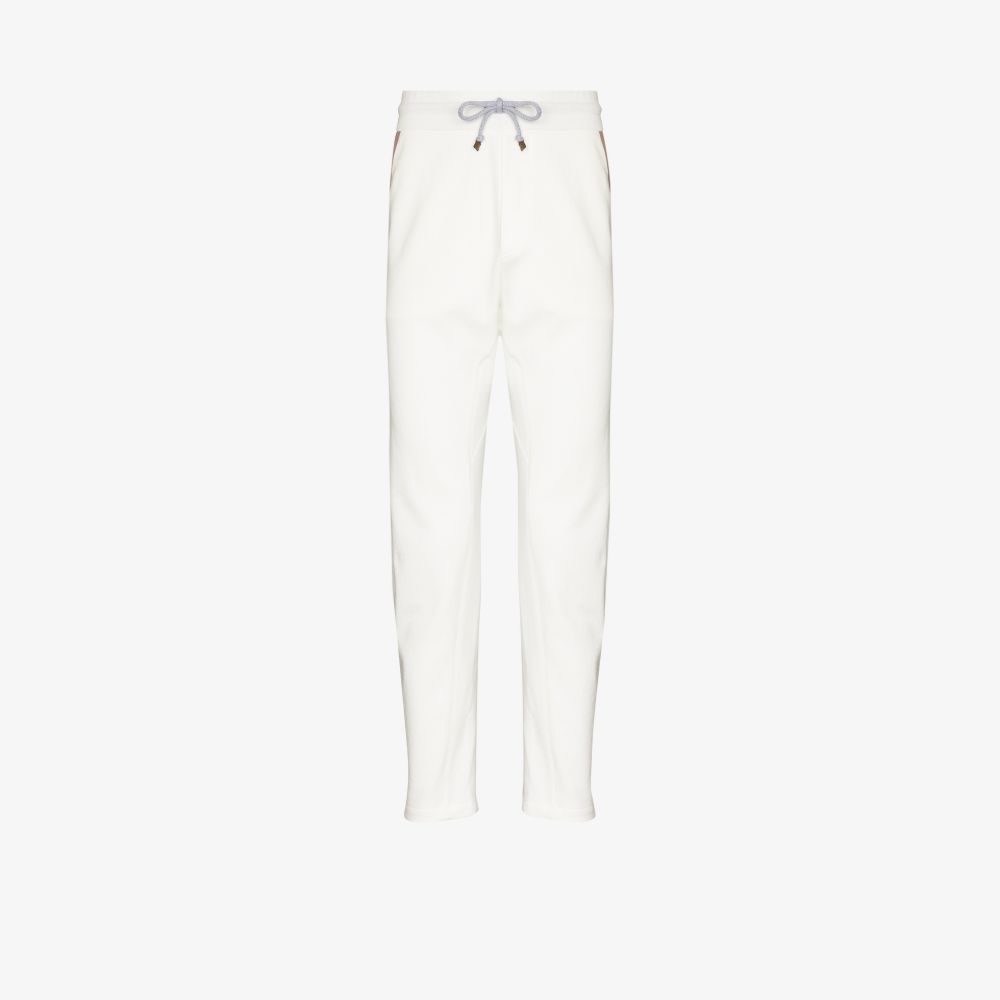 Brunello Cucinelli Drawstring-waist Cotton-blend Track Pants In White