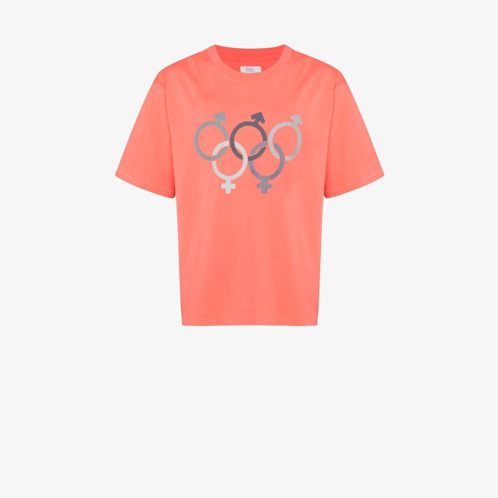 Erl Unisex Olympics Printed Jersey T-shirt In Orange