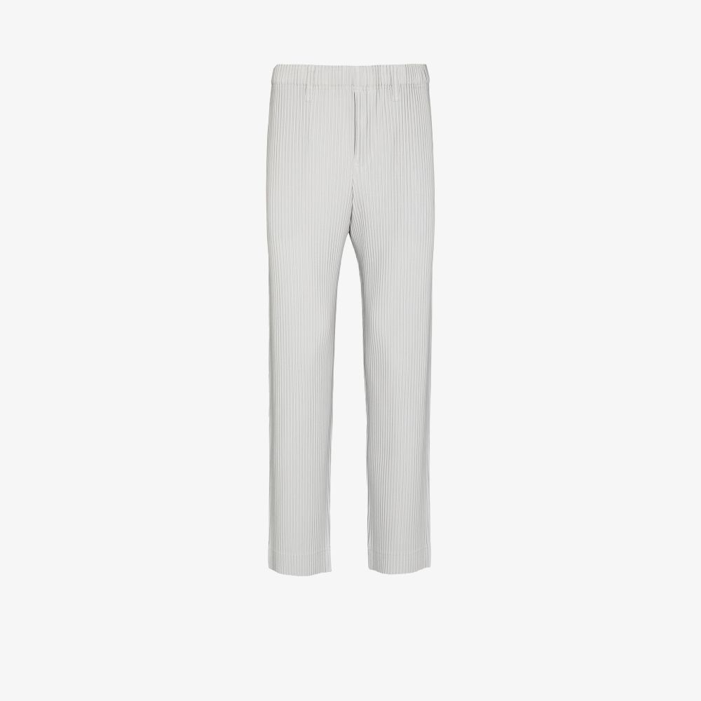 Issey Miyake Mens Core Pleated Straight Leg Trousers In Grey