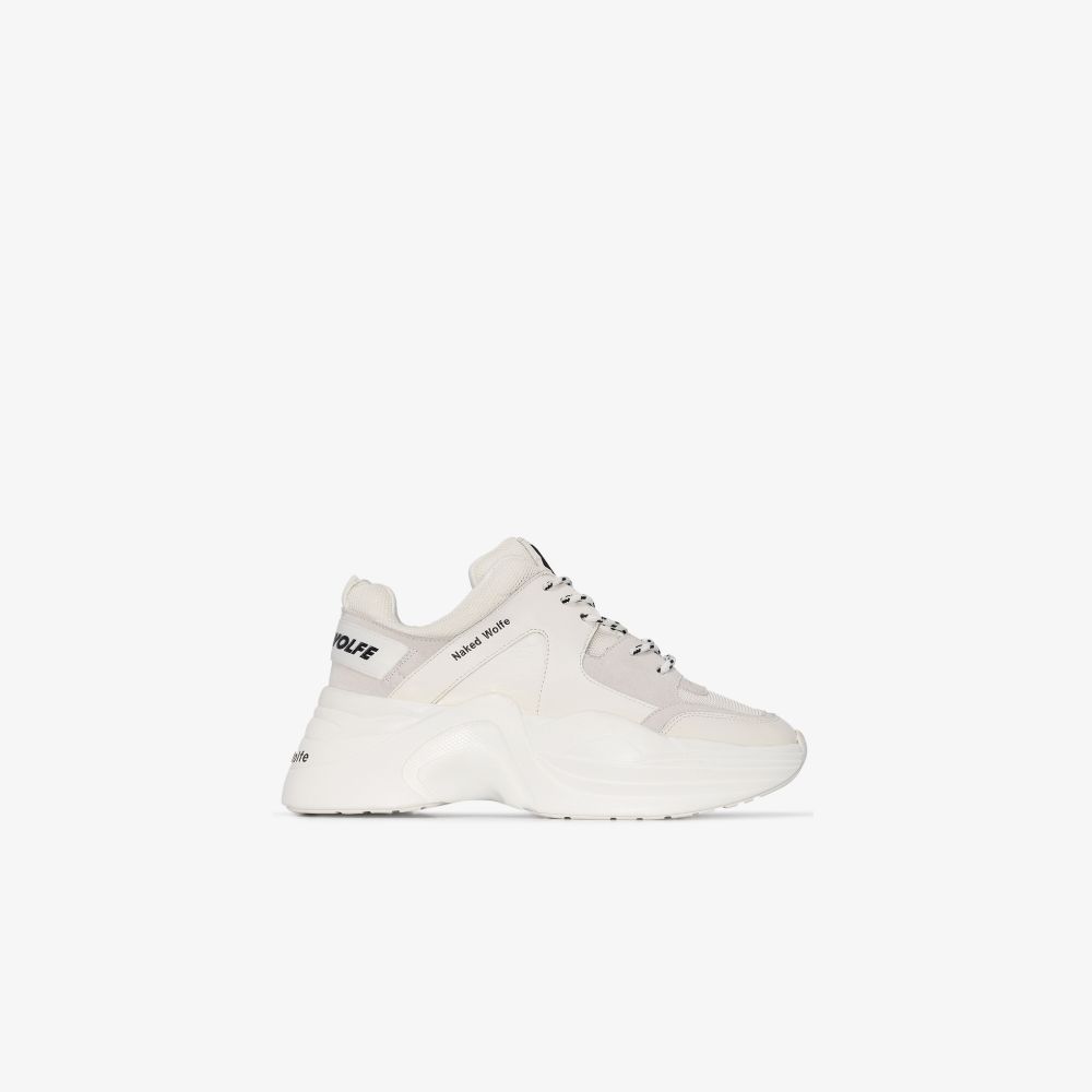 NAKED WOLFE WHITE TRACK LEATHER SNEAKERS,TRACK17757411