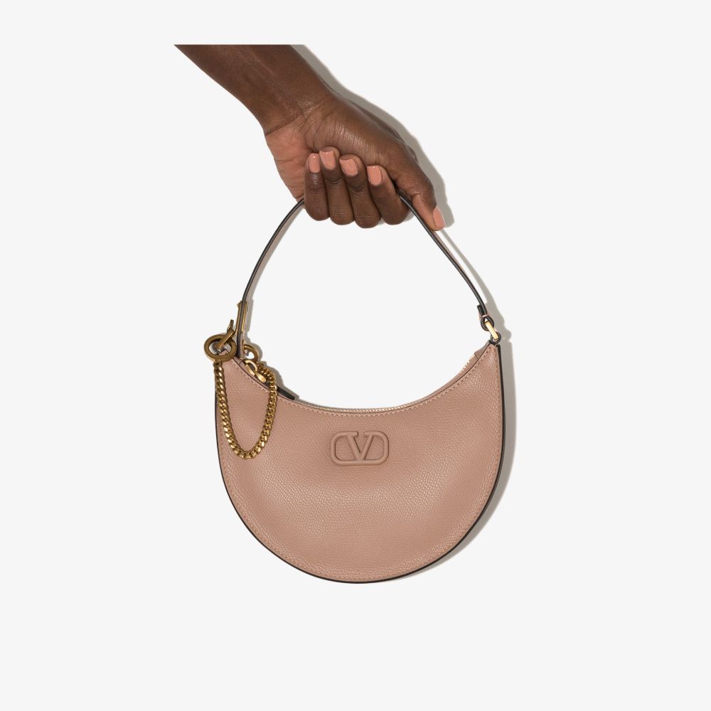 Valentino Neutral Vlogo Signature Mini Leather Shoulder Bag In Neutrals
