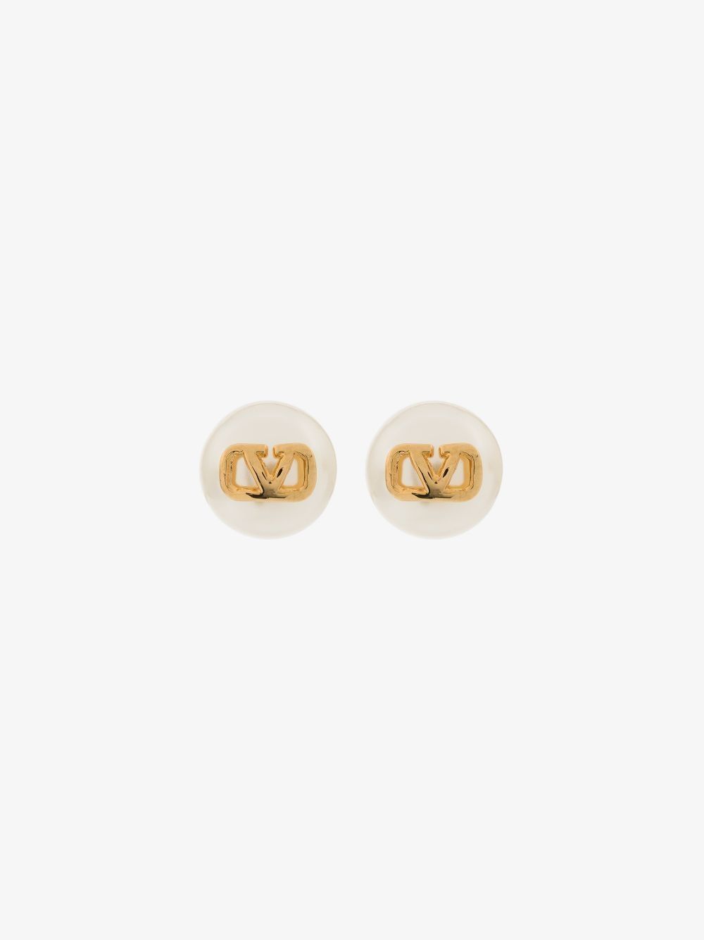 Gold-Tone VLogo Pearl Earrings