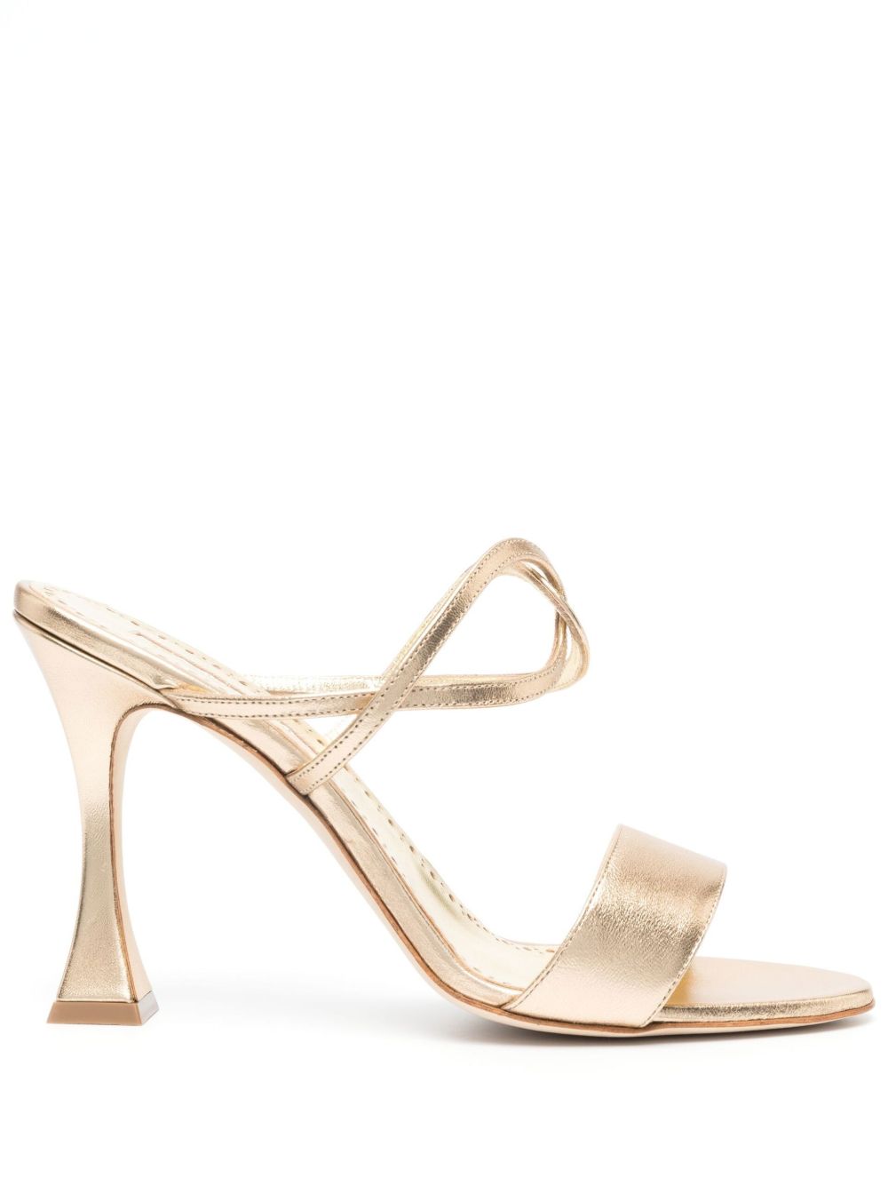 Manolo Blahnik Gold Golvona 105 Leather Sandals
