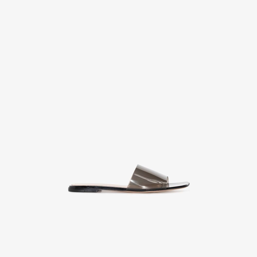 Gianvito Rossi Black Transparent Slip-On Leather Sandals