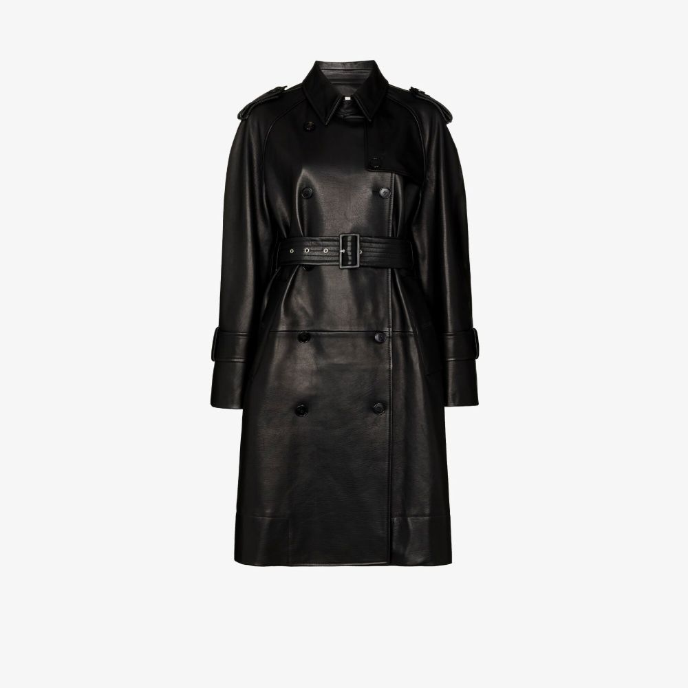 Click to view more detailed imagery on our partner's website Khaite Selly Leather Double-breasted Trench Coat In Black