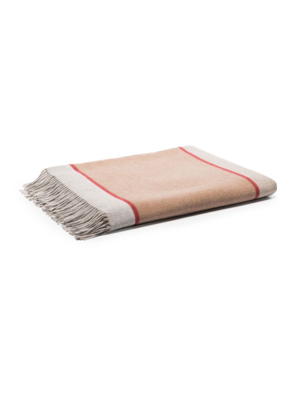 Brunello Cucinelli Fringed Colour-block Silk Blanket In Neutrals