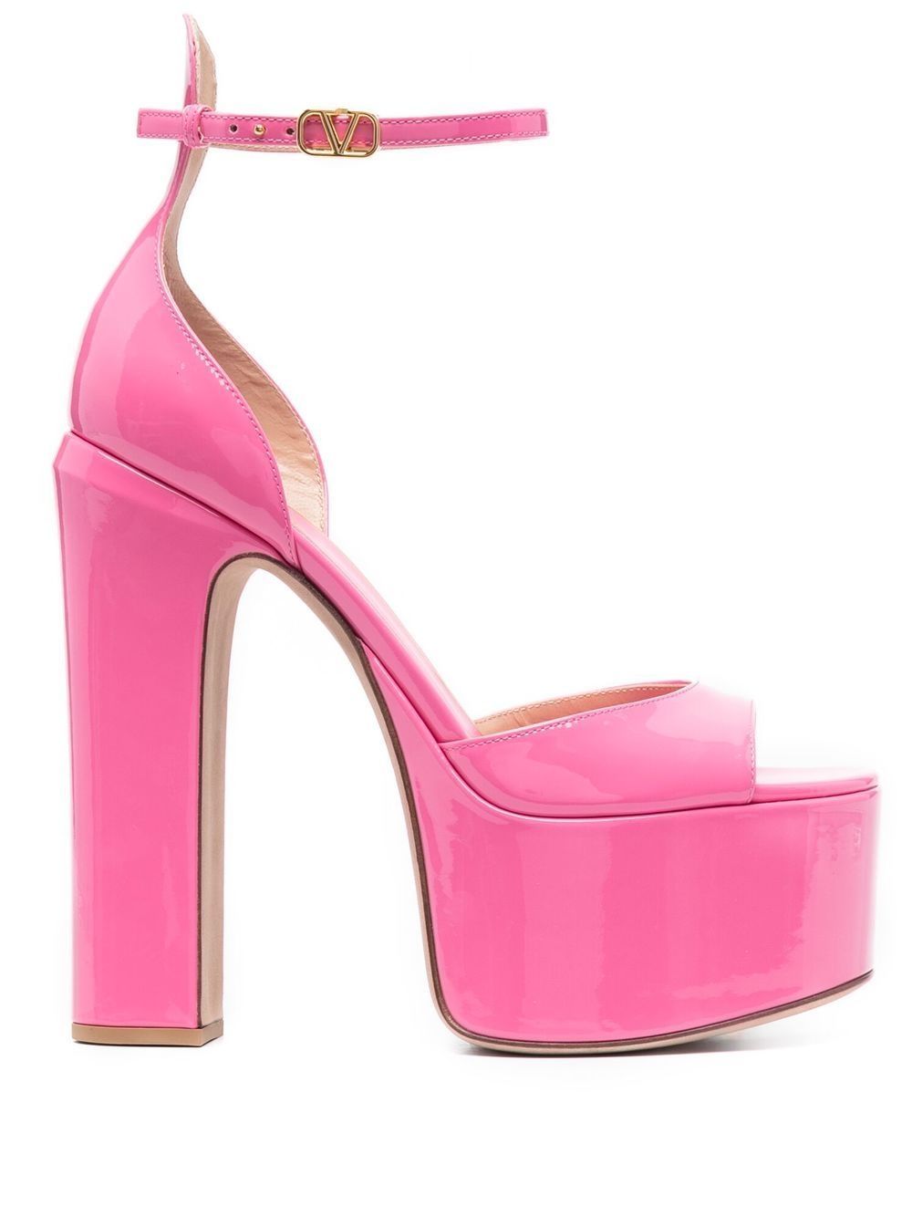 Valentino Garavani Pink Tan-Go 160 Platform Leather Sandals