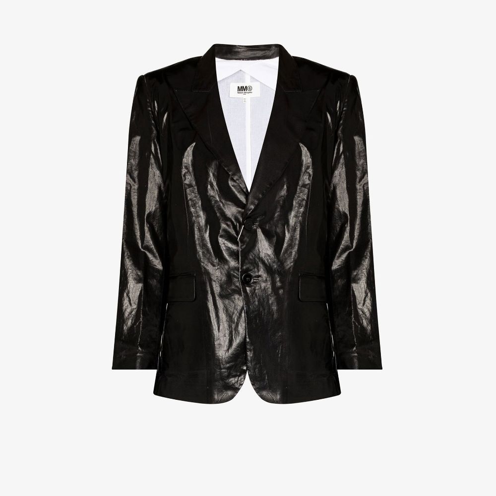 MM6 Maison Margiela Leather Look Single-Breasted Cotton Blazer