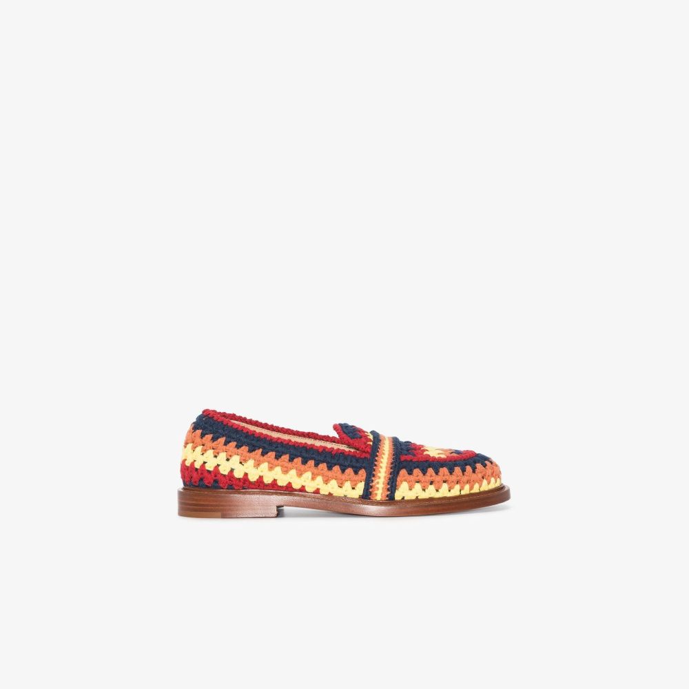 Chloé Multicoloured Kayla Crochet Loafers In Blue