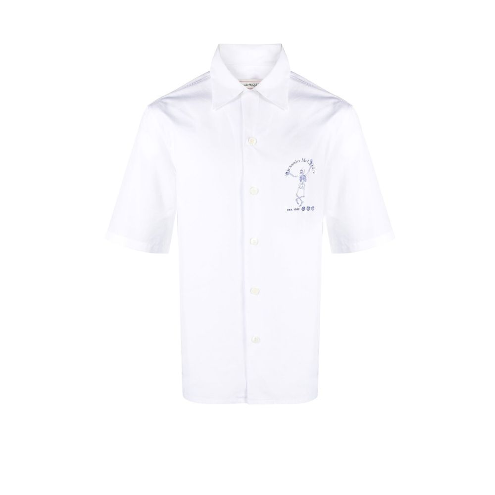 Alexander McQueen White Logo Print Short Sleeve Shirt