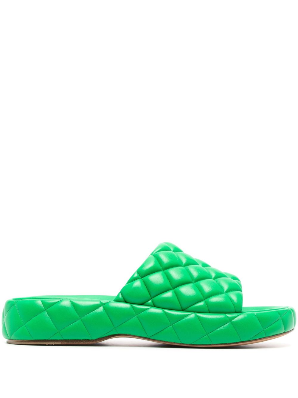 Bottega Veneta Green Quilted Leather Slides