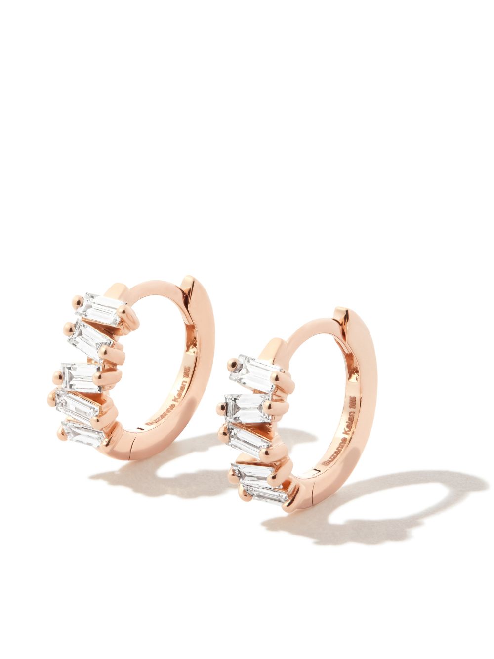 Shop Suzanne Kalan 18k Rose Gold Diamond Hoop Earrings In Pink