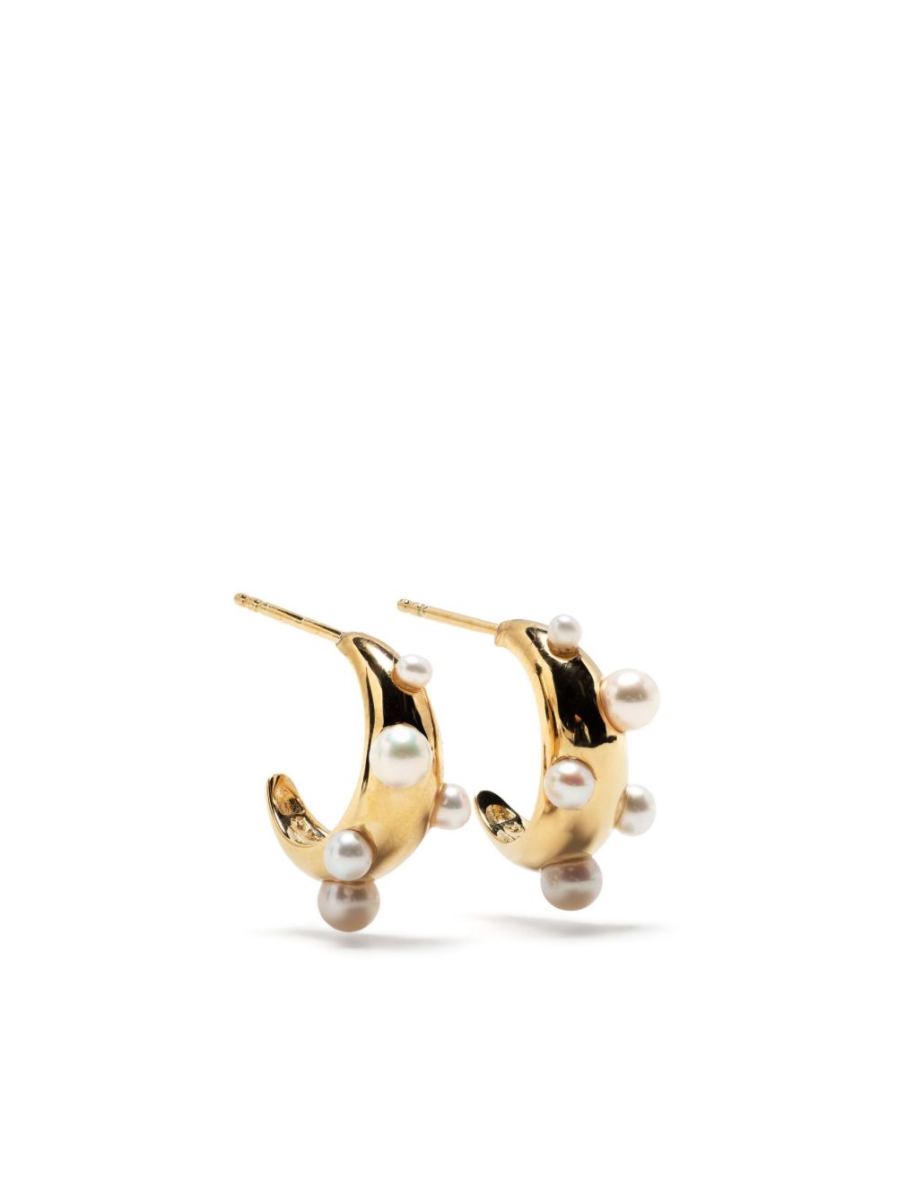 Gold-Plated No. 12029 Pearl Hoop Earrings
