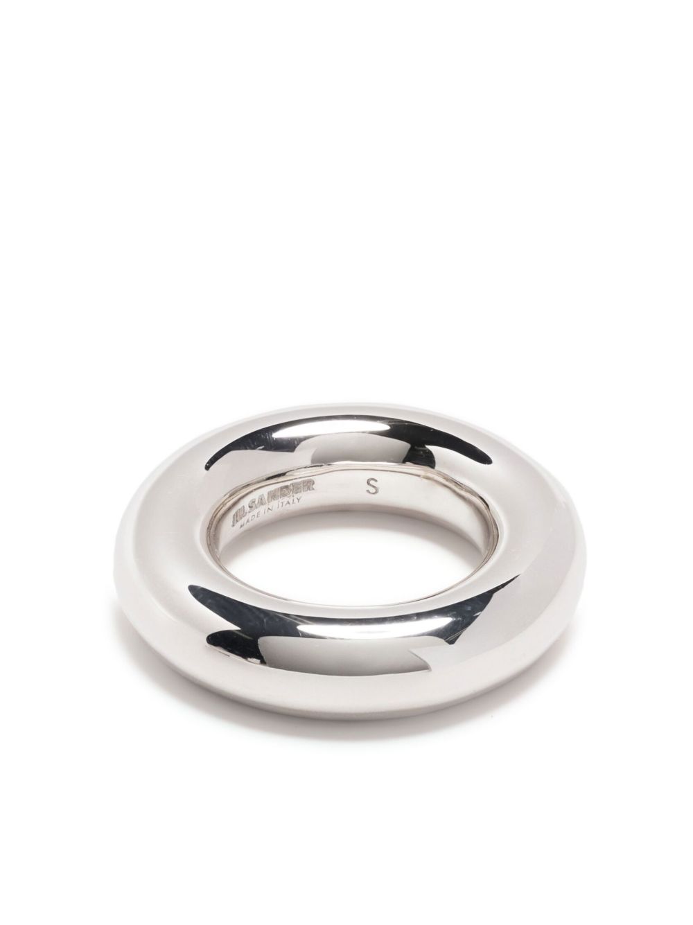 Silver Tone Engraved Logo Ring
