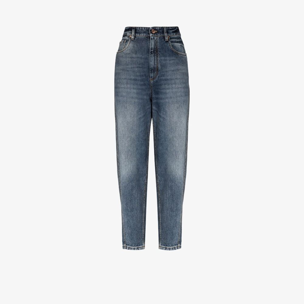 Brunello Cucinelli Blue High-Waisted Cropped Jeans