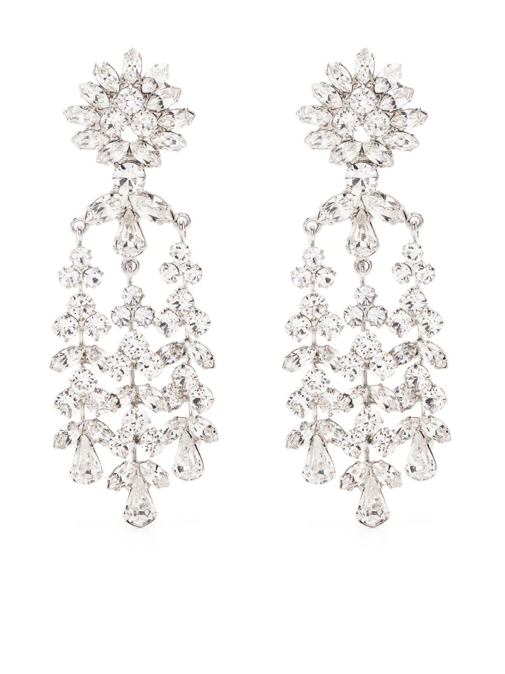 Silver-Tone Drop Crystal Earrings