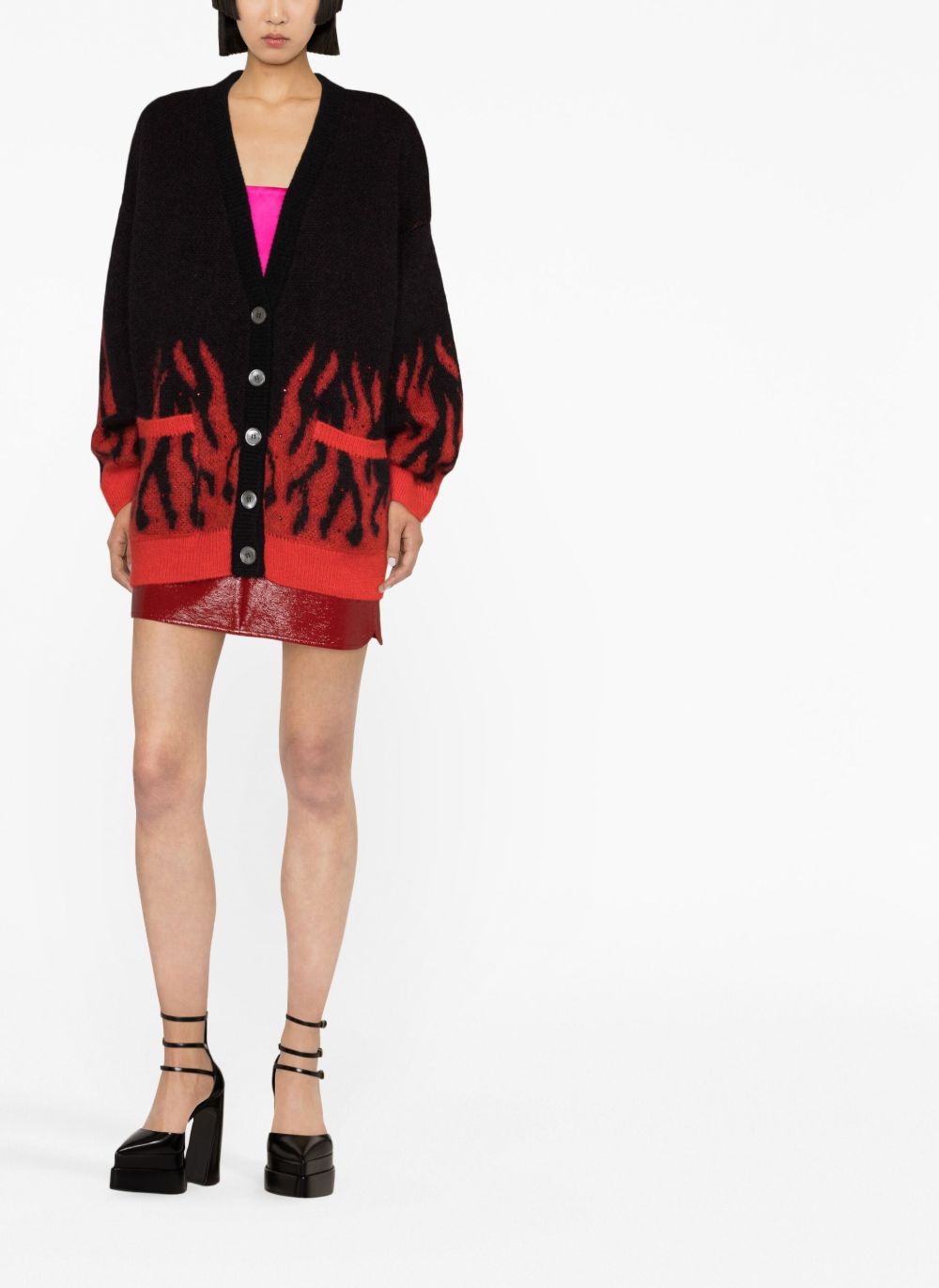 Alessandra Rich Embellished Jacquard Cardigan In Black