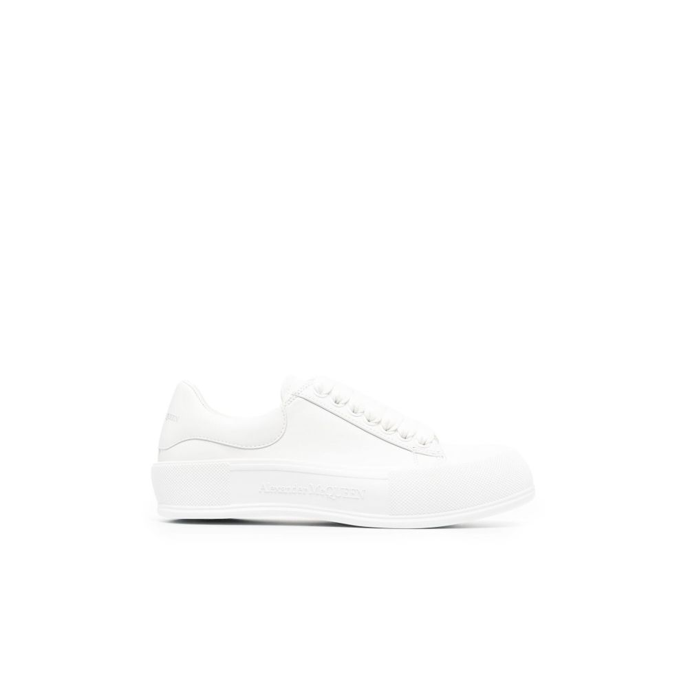 Alexander McQueen White Deck Plimsoll Low-Top Leather Sneakers
