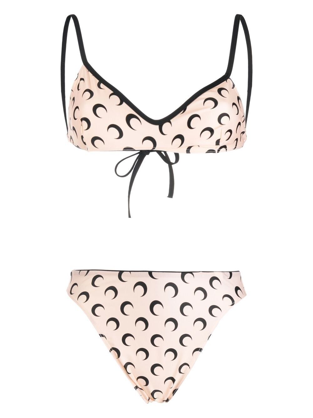 Marine Serre Crescent Moon-print Bikini In Neutrals