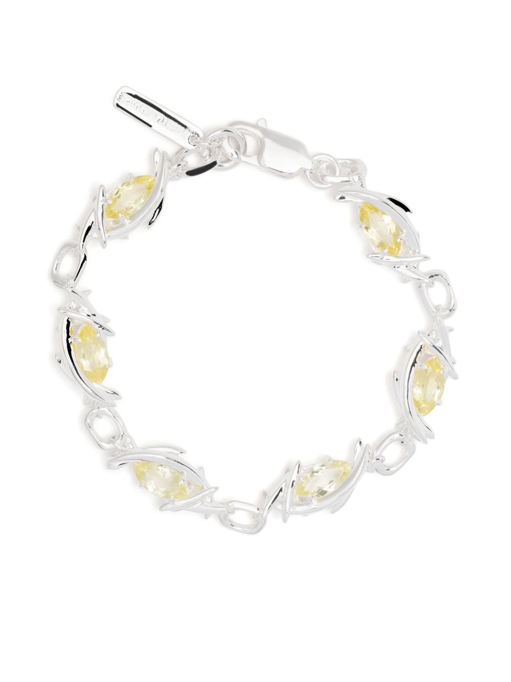 Sweetlimejuice Sterling Silver Eryn Navette Crystal Bracelet In Silver