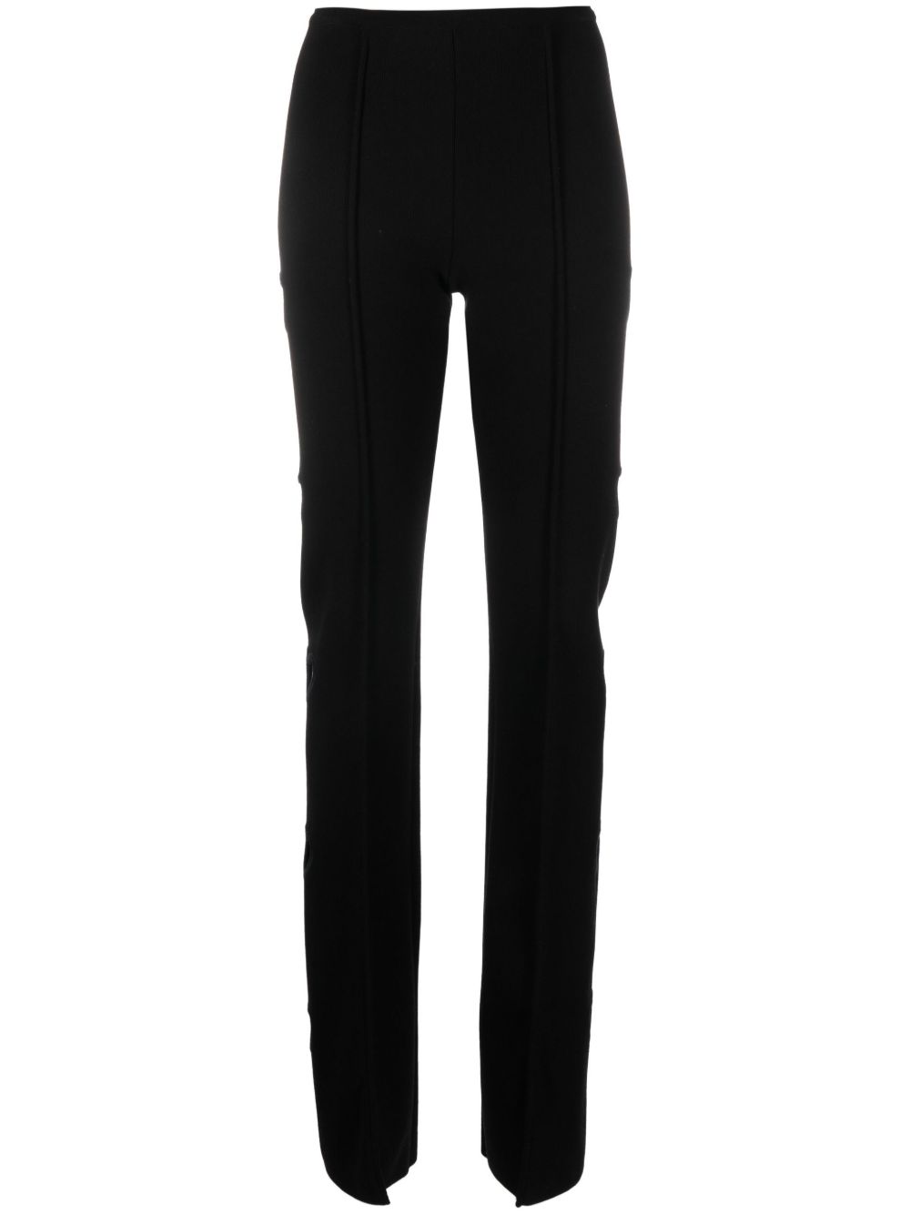 Mach&mach Black Flared Stretch-knit Trousers In Black