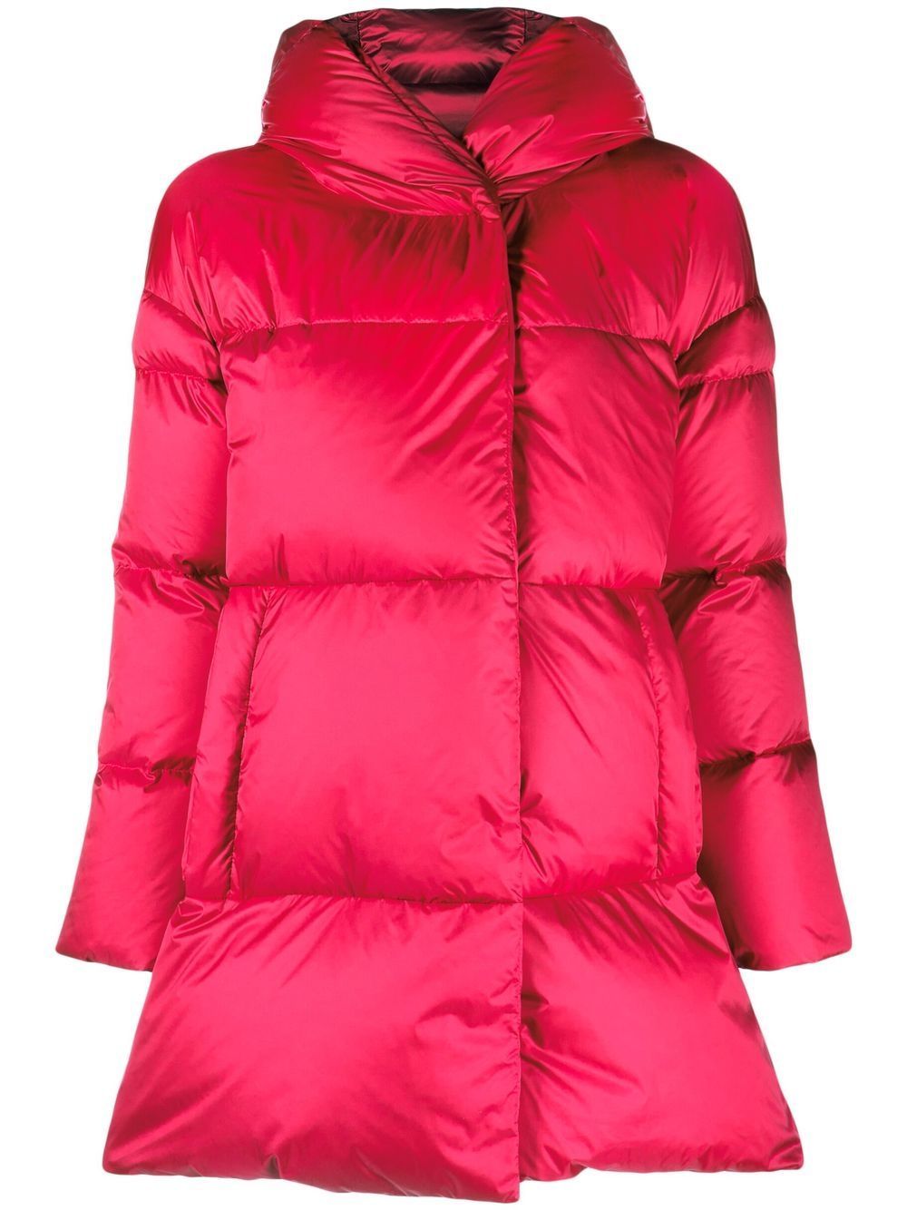 Herno Pink Globe A-shape Satin-effect Coat In Pink