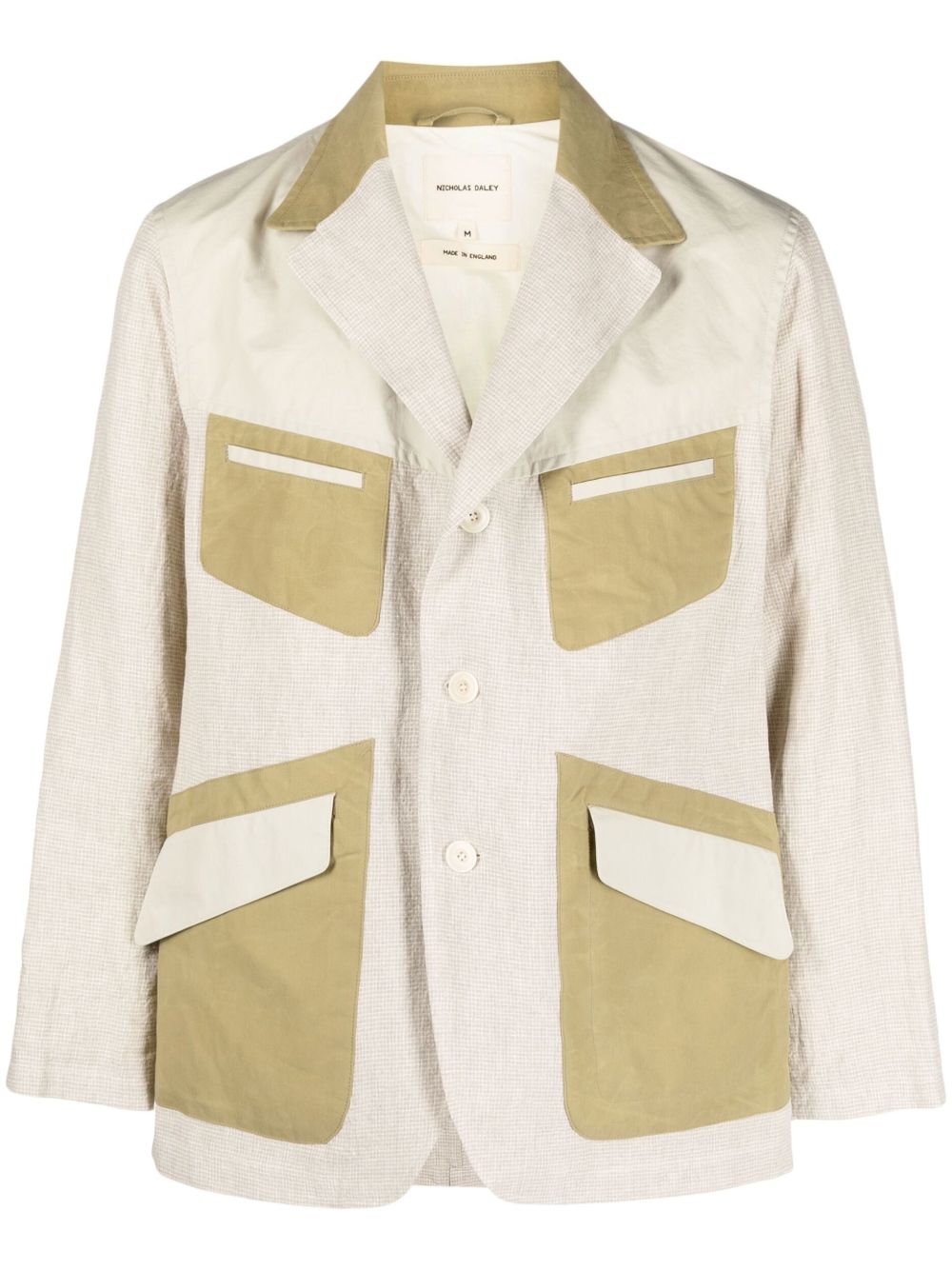 Nicholas Daley Neutral Contrast Panel Blazer In Neutrals