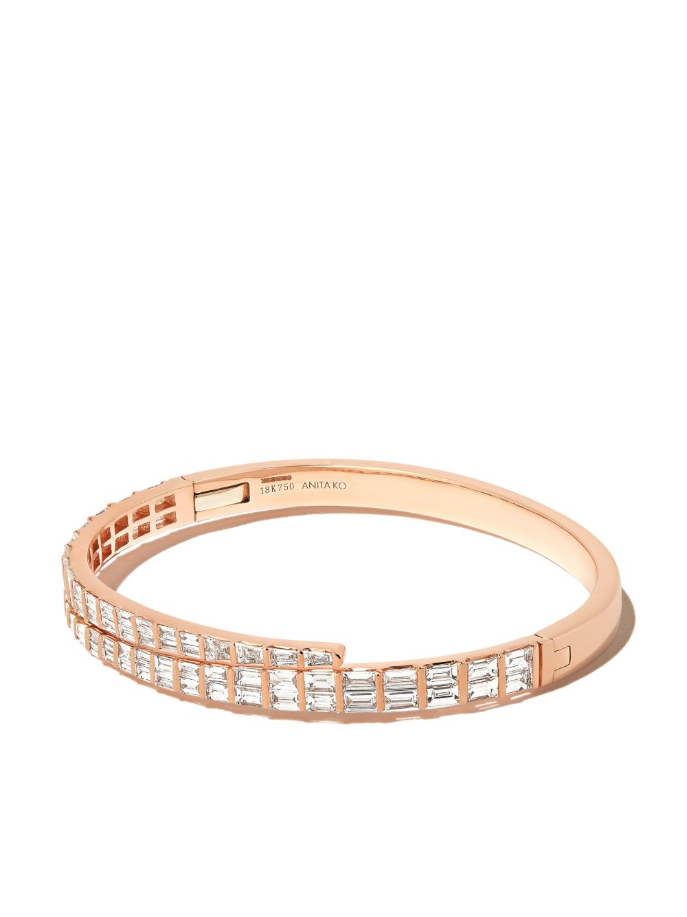 Shop Anita Ko 18k Rose Gold Coil Diamond Bangle In Pink