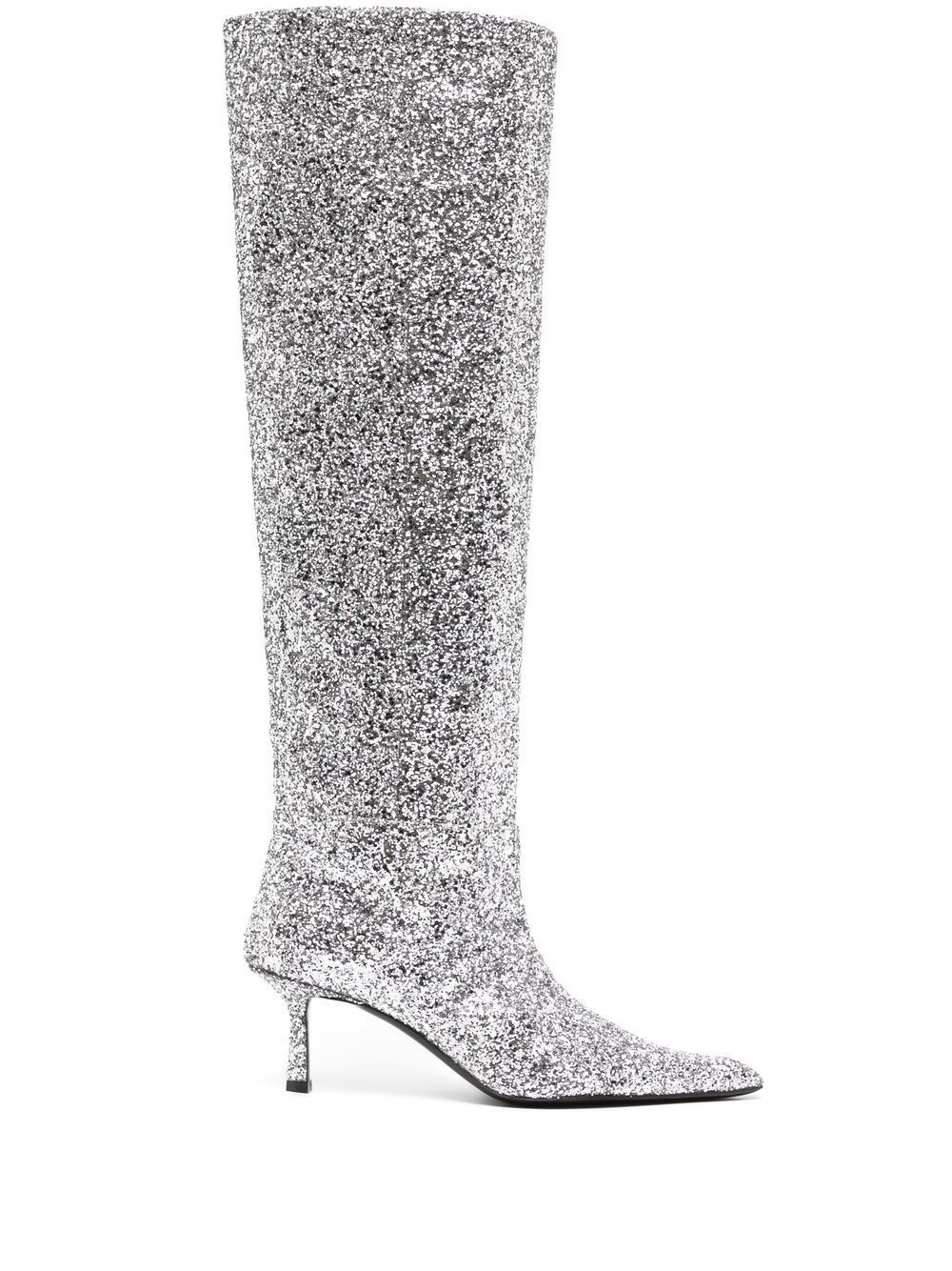 Alexander Wang Silver-tone Viola Glitter Detail 60 Knee-high Boots In Silver