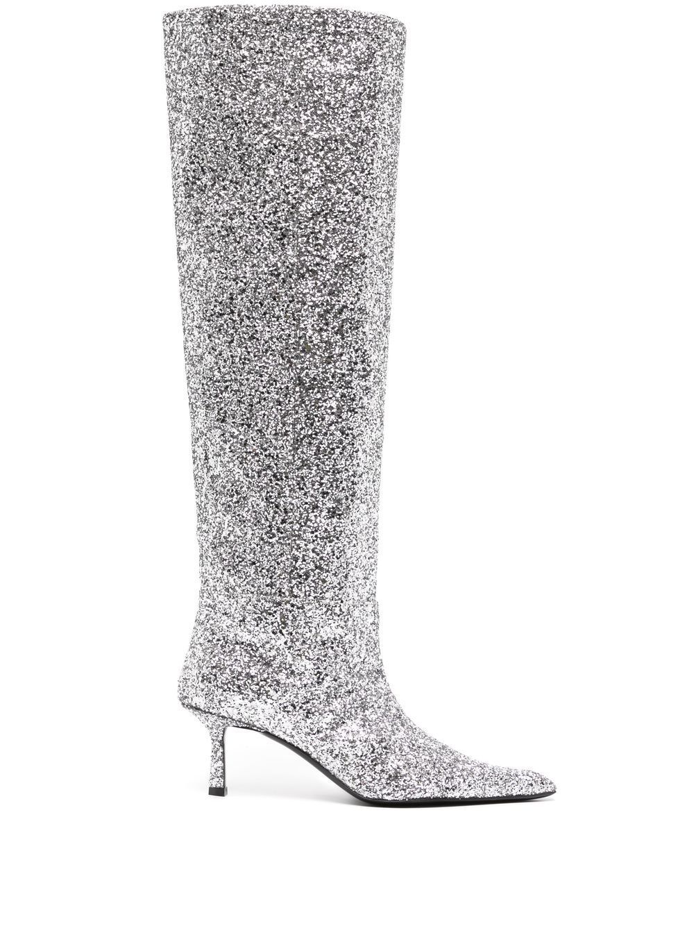 ALEXANDER WANG SILVER-TONE VIOLA GLITTER DETAIL 60 KNEE-HIGH BOOTS,30123B01104618998495