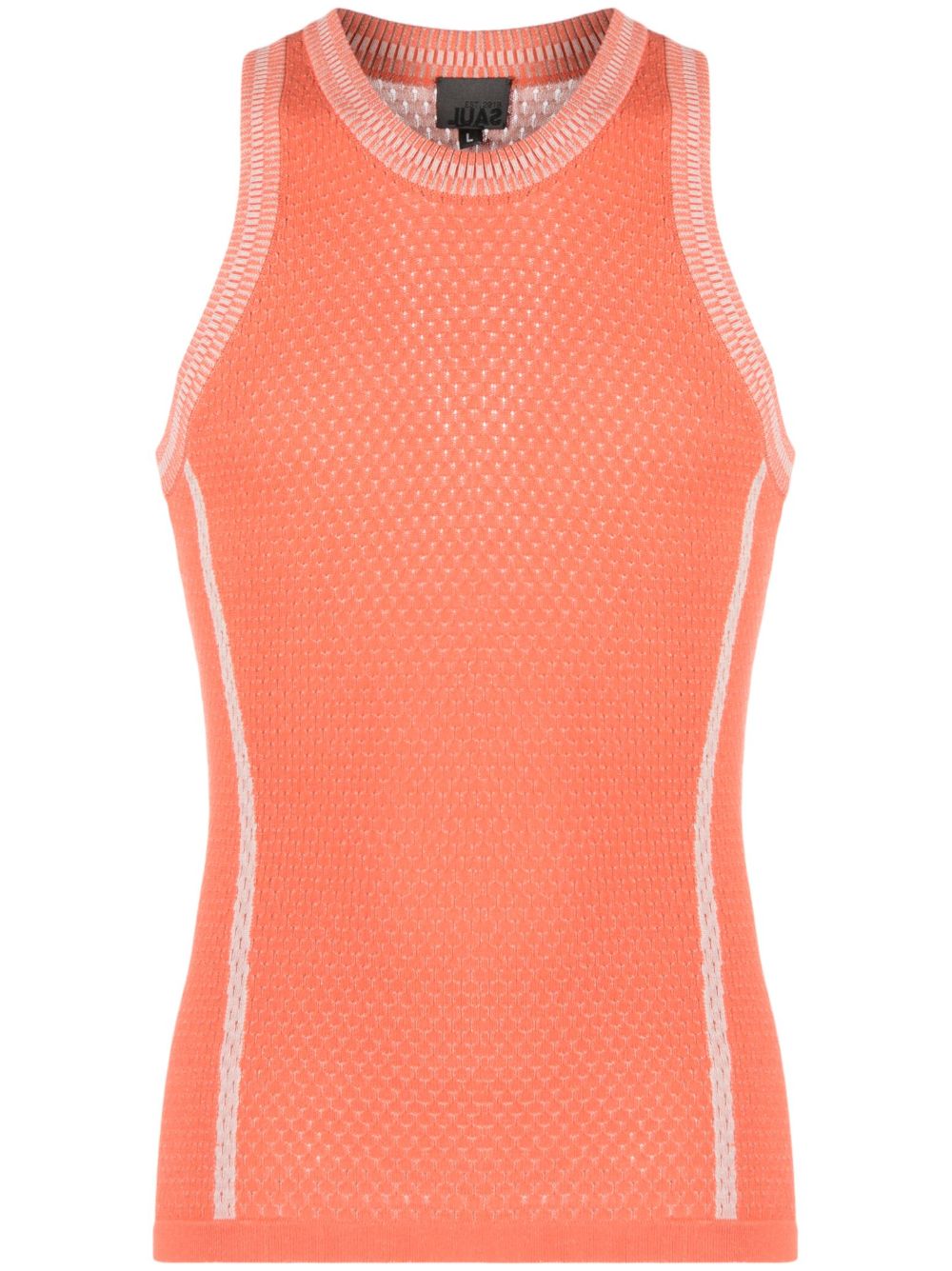 SAUL NASH ORANGE LOGO-PRINT PERFORATED TANK TOP,SN114TOPS19037162