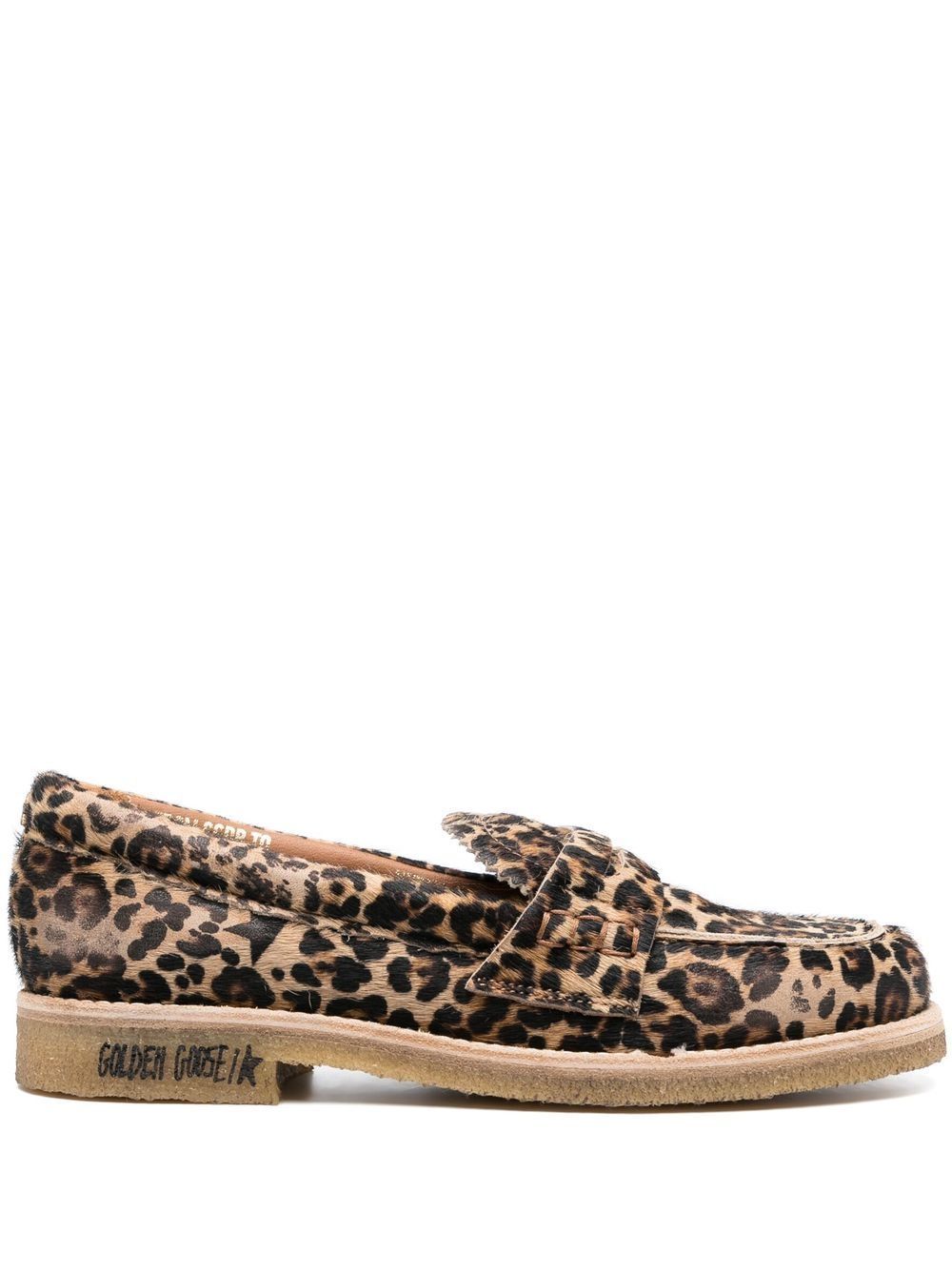 GOLDEN GOOSE BROWN JERRY LEOPARD-PRINT LEATHER LOAFERS,GWF00268F0029825543419101451