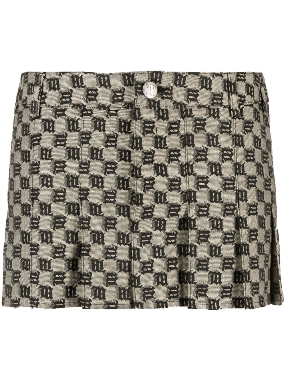 Misbhv Black Monogram Print Mini Skirt In Black