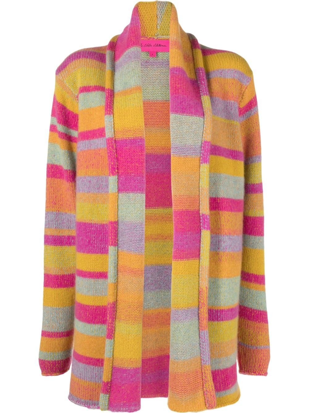 THE ELDER STATESMAN ORANGE STRIPED CASHMERE CARDIGAN,19041719200294