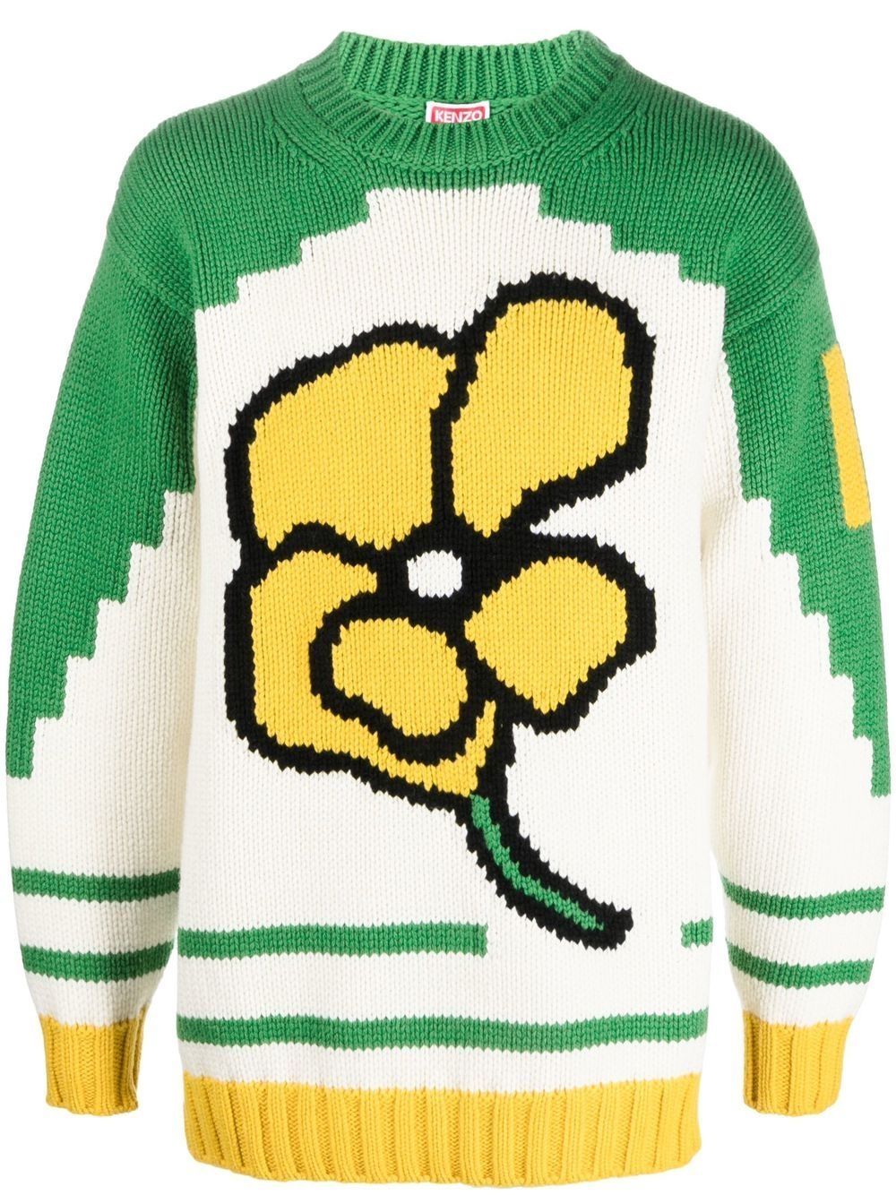 Kenzo Floral Intarsia Sweater In Neutrals