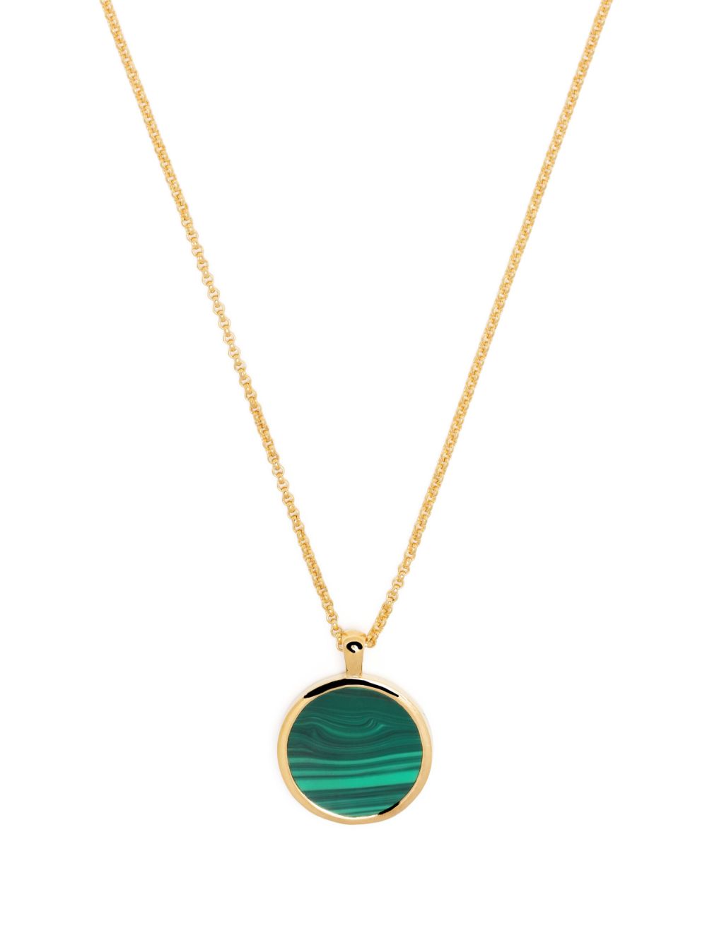 Tom Wood Gold-tone Round Pendant Malachite Necklace