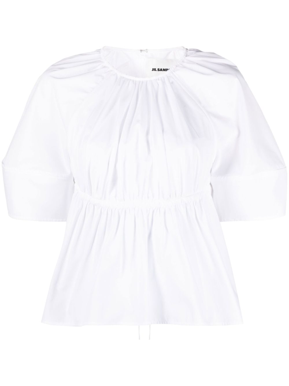 Jil Sander Peplum Waist Cut-out Top In White