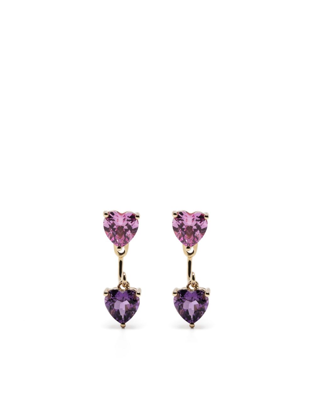 Shop Yvonne Léon 9k Yellow Gold Amethyst And Crystal Earrings