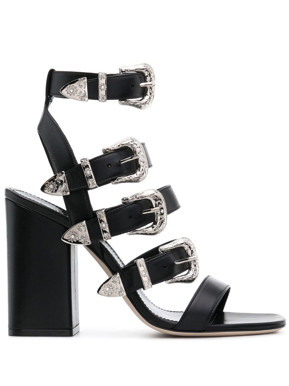 Paris Texas Tessa Western Buckle Sandals In Black