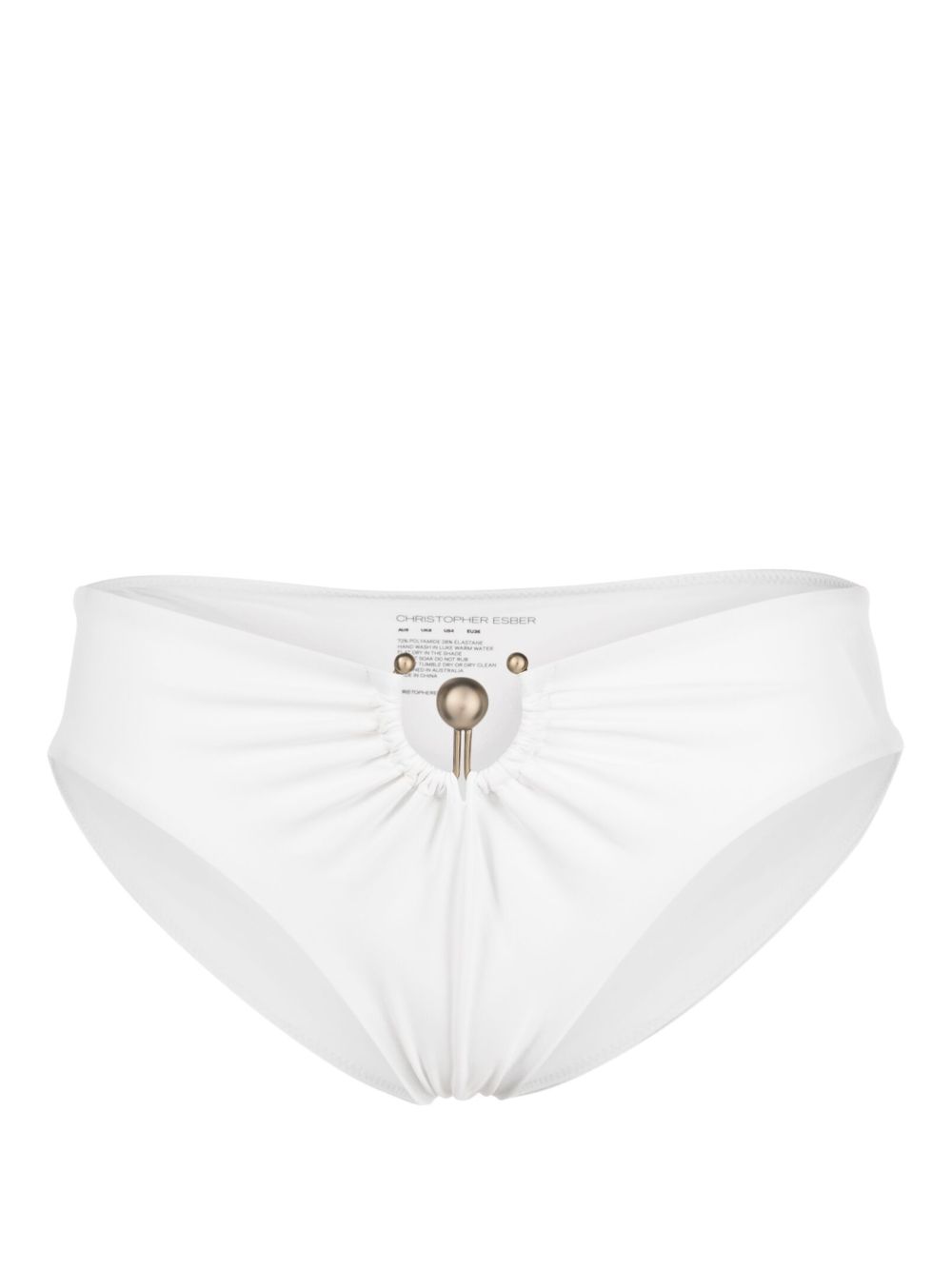Christopher Esber Orbit Ruched Bikini Bottoms In White