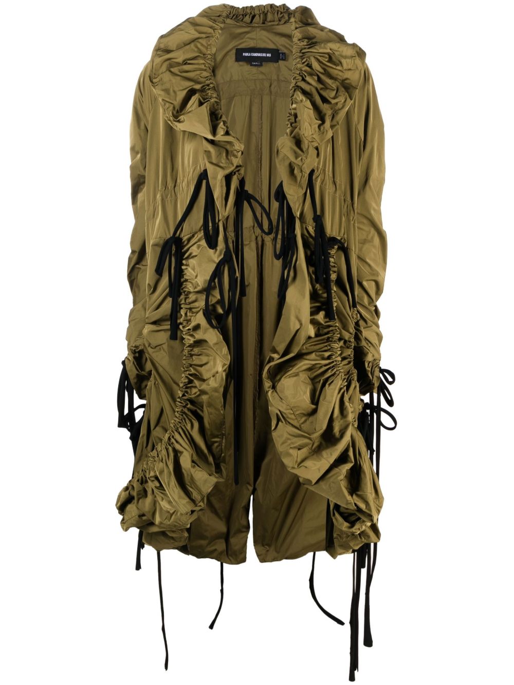 Paula Canovas Del Vas Green Ruched Parka Coat In Green