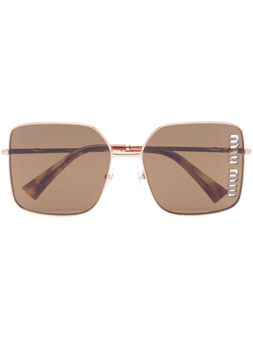 Miu Miu Logo-detail Square-frame Sunglasses In Gold