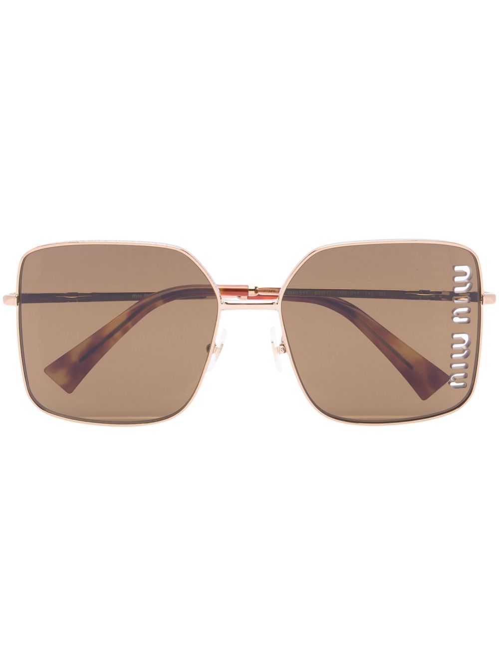 Shop Miu Miu Gold-tone Oversized Square Sunglasses