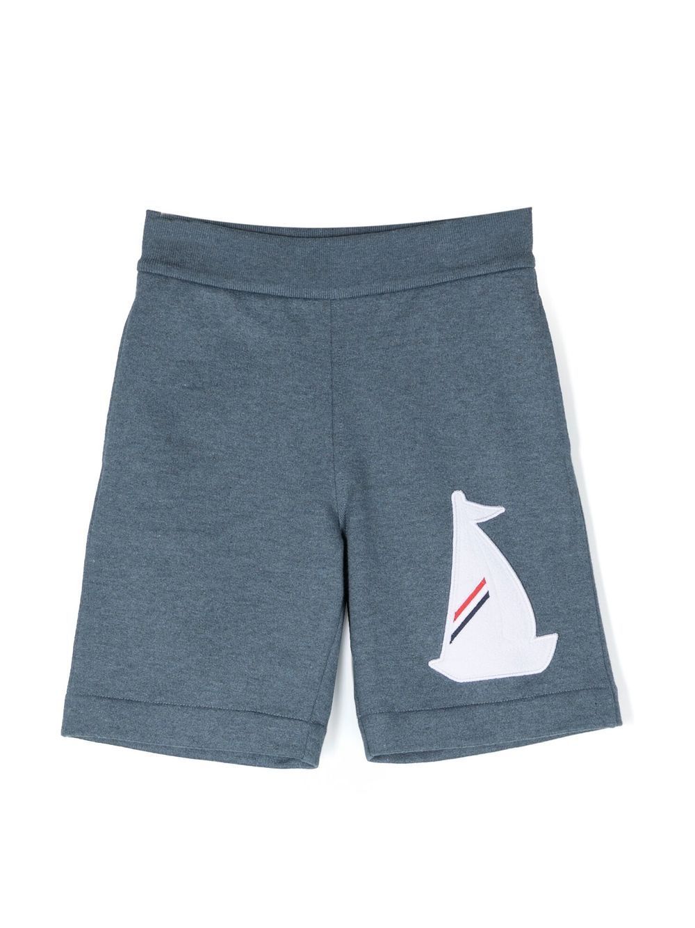 Thom Browne Kids' Blue Rwb Stripe Boat Motif Shorts